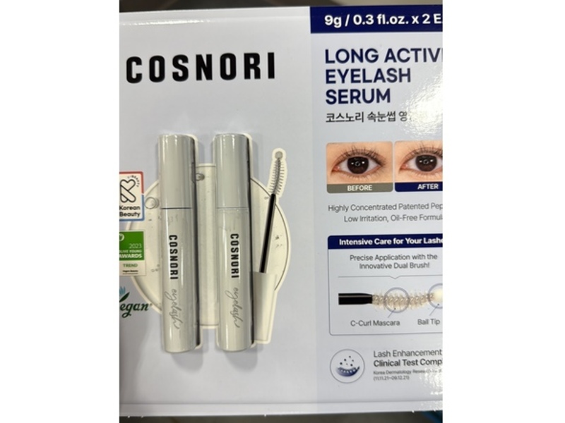 Cosnori Long Active Eyelash Serum, 0.3 fl oz/9 g, Pack Of 2
