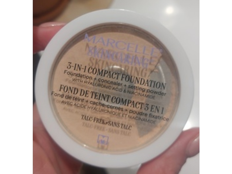 Marcelle Skincaring 3-In-1 Compact Foundation + Concealer + Setting Powder, Classic Ivory, 0.3 oz/8.5 g