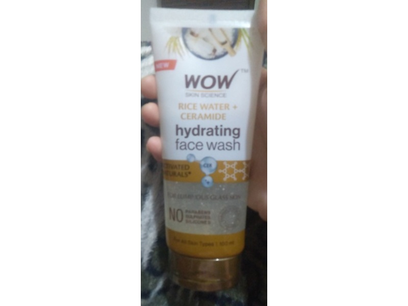 Wow Hydrating Face Wash, Rice Water + Ceramide, 100 mL