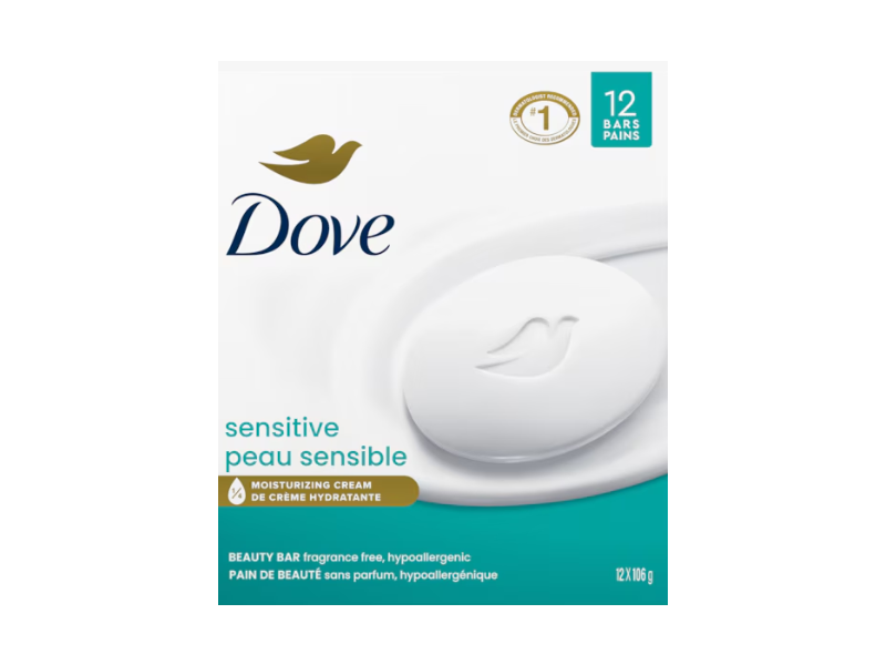 Dove Sensitive Skin Moisturizing Cream Bars, 3.75 oz/106 g, 12 Count