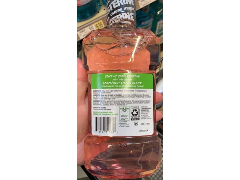 Listerine Mouthwash, Grapefruit Rose, 16.9 fl oz/500 mL