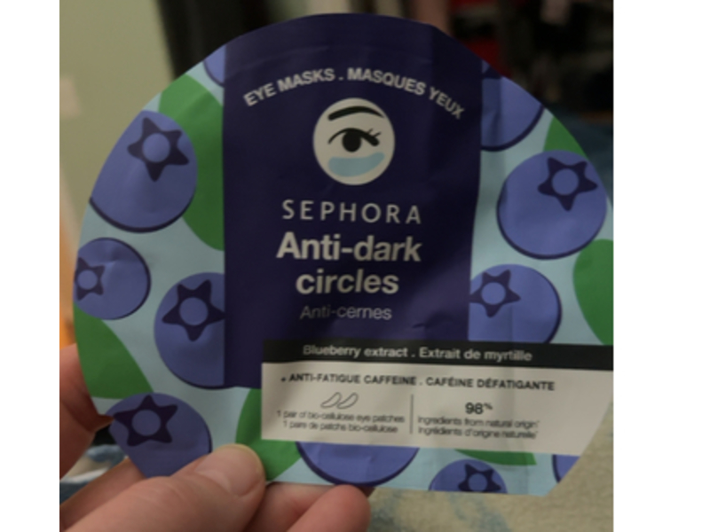 Sephora Anti-Dark Circle Eye Masks, Blueberry Extract, 1 Count