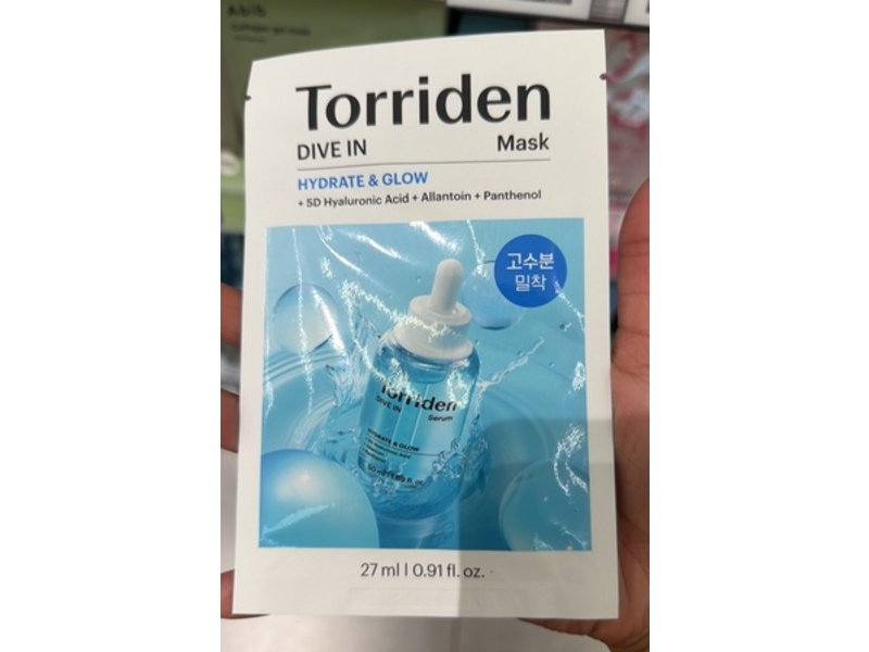 Torriden Dive In Mask Hydrate & Glow, 0.91 fl oz/27 mL