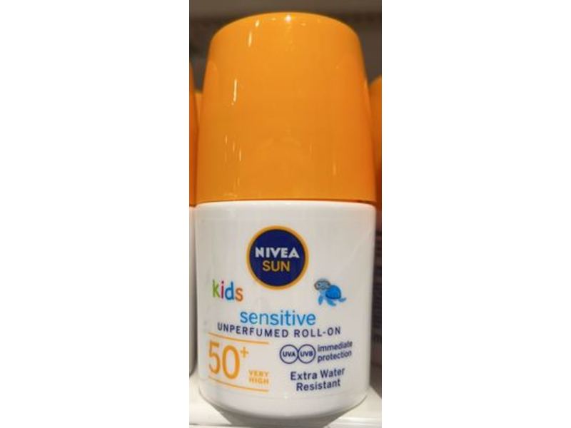Nivea Sun Kids Unperfumed Roll-On, Sensitive, SPF 50+, 50 mL