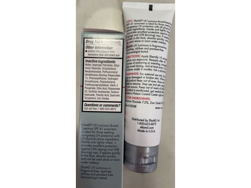 EltaMD UV Luminous Facial Sunscreen, SPF 41, 1.7 oz/48 g