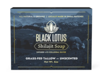 Black Lotus Shilajit Soap, Grass-Fed Tallow - Unscented, 4 oz - thumbnail 1