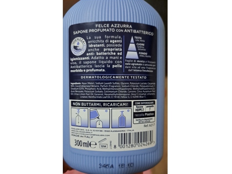 Felce Azzurra Antibacterial Liquid Soap, Mint & Lime, 300 mL