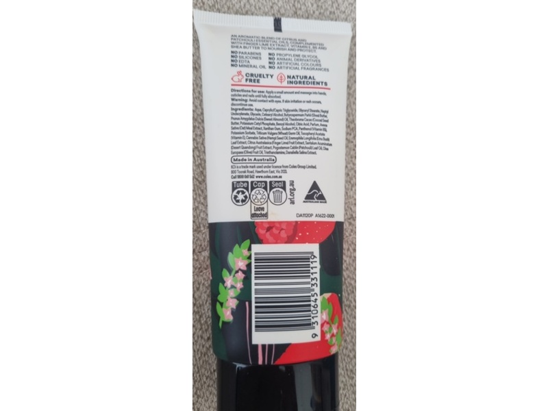 Koi Hydrating Hand Cream, Finger Lime & Patchouli, 100 mL