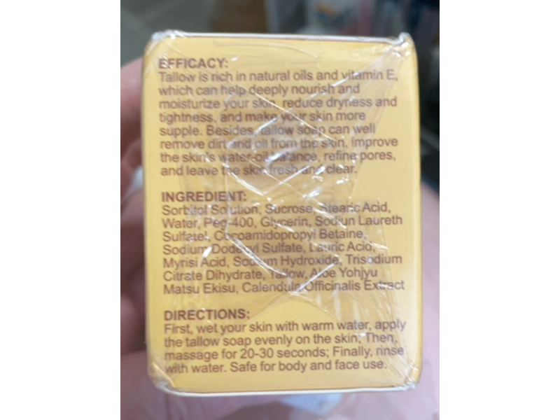 Beef Tallow Soap Cleansing & Moisturizing Bar, 7 oz/200 g