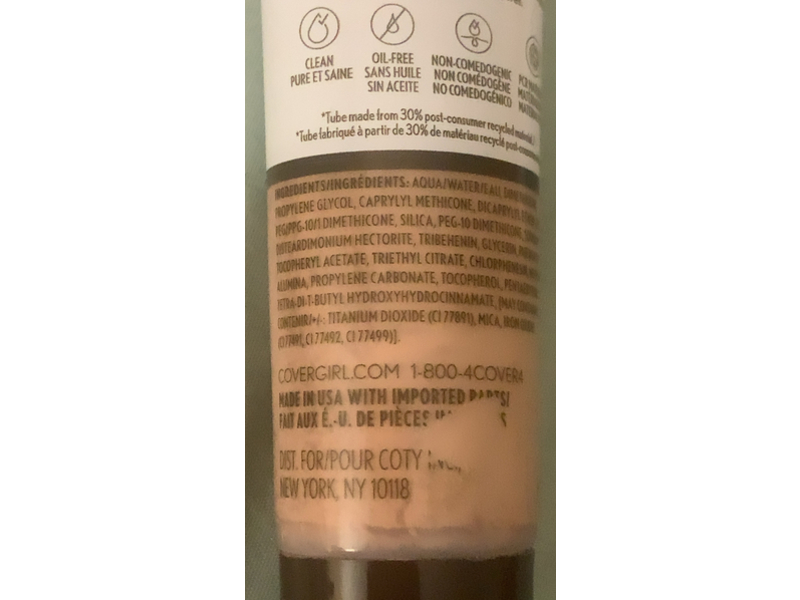 Covergirl Clean Invisible Foundation, 125 Buff Beige, 1 fl oz/30 mL