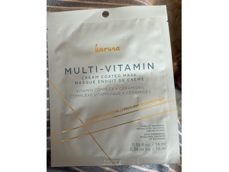 Karuna Multi-Vitamin Cream Coated Face Mask, Vitamin Complex + Ceramides, 0.54 fl oz/16 mL