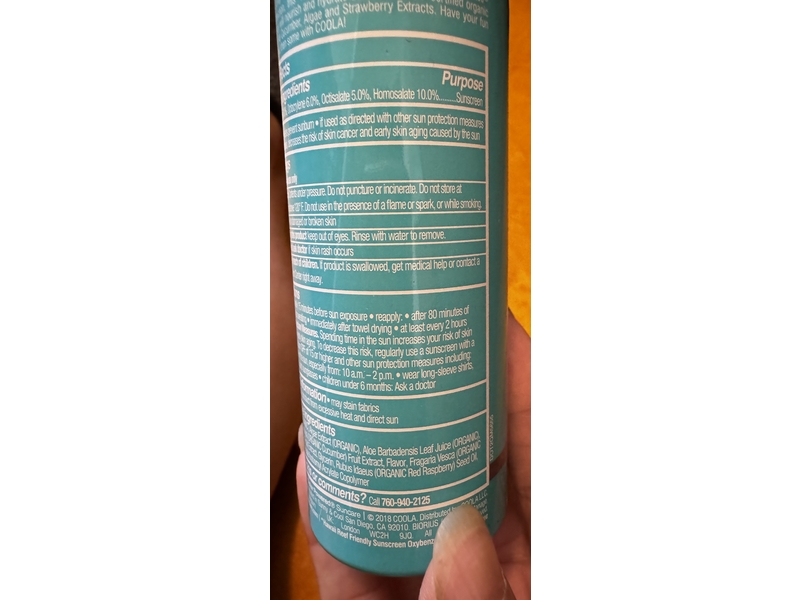 Coola Sunscreen Body Spray, Pina Colada, SPF 30, 3.0 fl oz/88 mL
