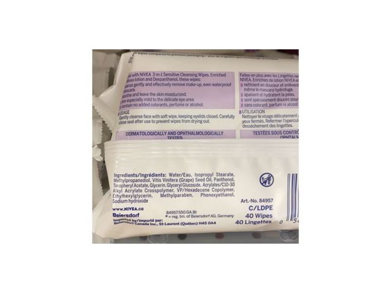 Nivea 3-In-1 Cleansing Wipes, 40 Wipes
