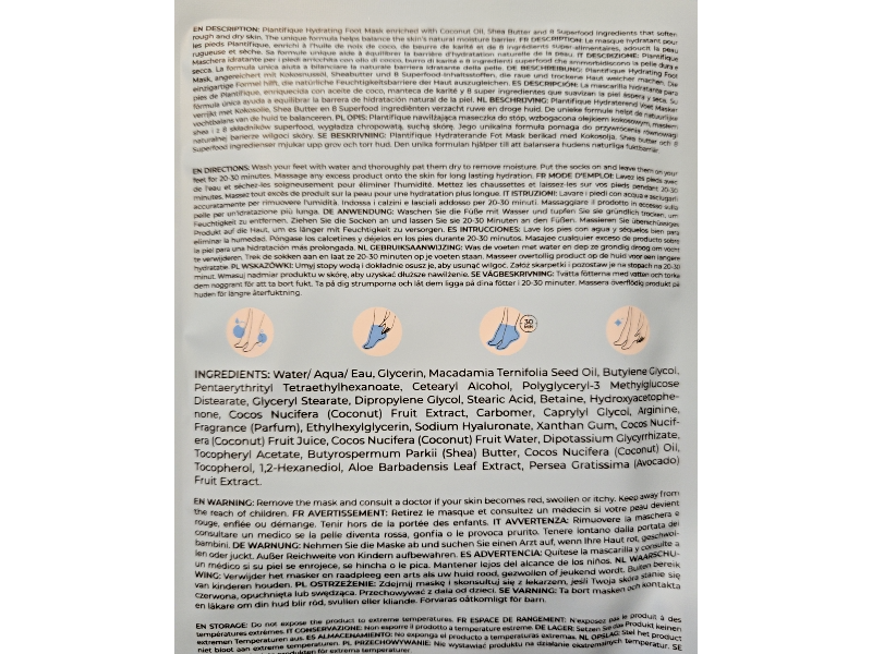 Plantifique Hydrating Foot Mask, 1 Pair