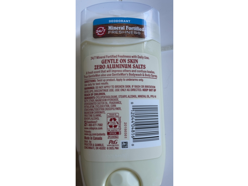 Old Spice Gentle Man's Lasting Freshness Deodorant, Eucalyptus + Coconut Oil, 3.0 oz/85 g