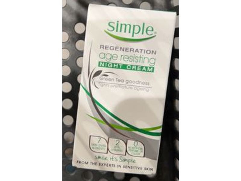 Simple Regeneration Age Resisting Night Cream, Green Tea Goodness, 50 mL