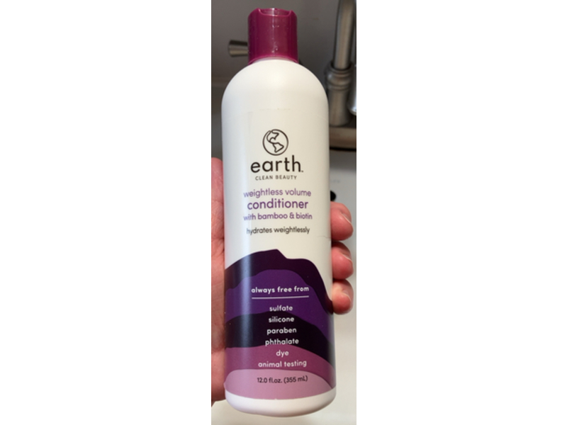 Earth Clean Beauty Weightless Volume Conditioner, Bamboo & Biotin, 12.0 fl oz/355 mL