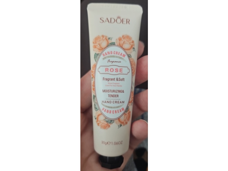 Sadoer Moisturizing & Tender Hand Cream, Rose, 1.06 oz/30 g