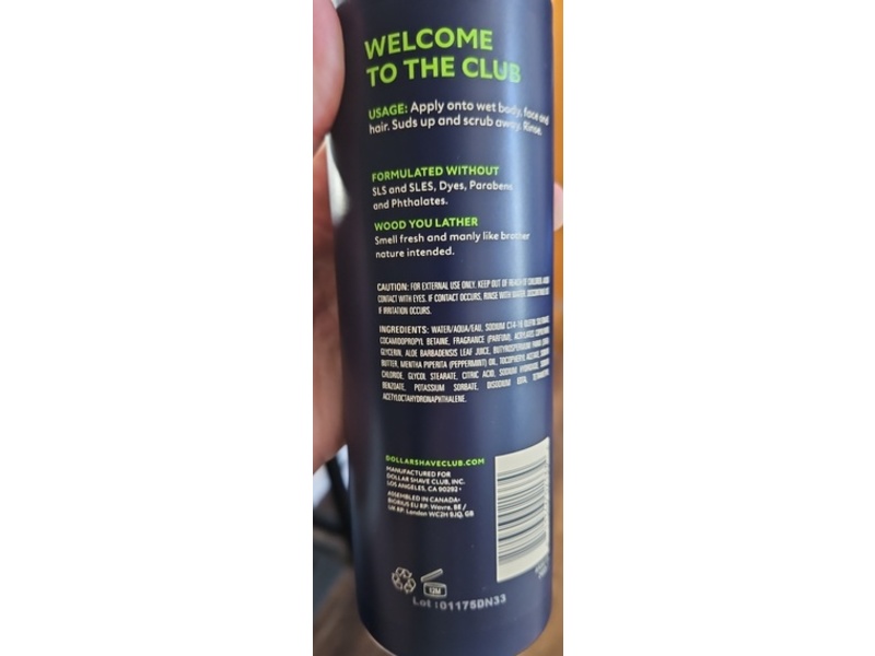 Dollar Shave Club Hydrating Body Wash, Morning Mojo Mint & Cedar, 16 fl oz/473 mL