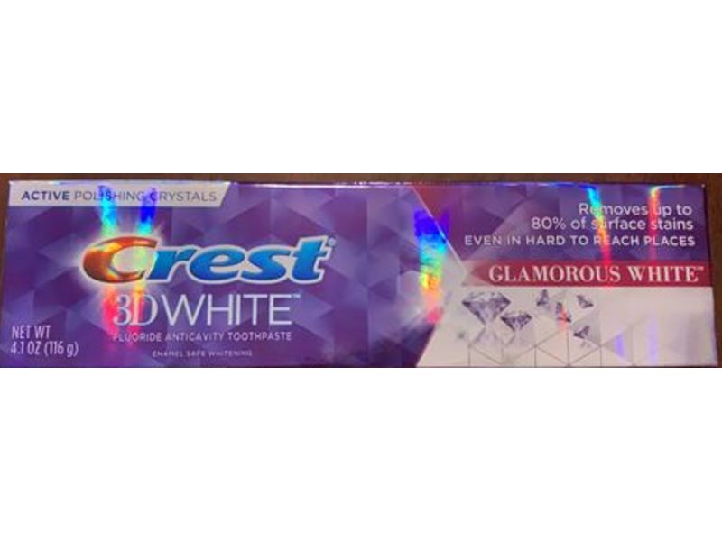Crest 3D White Fluoride Anticavity Toothpaste, Glamorous White, 4.1 oz/116 g