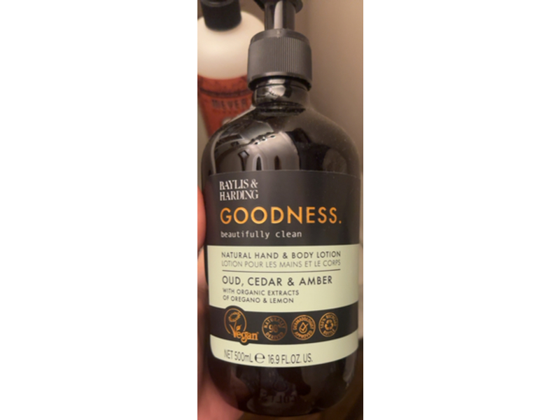 Bayling & Hardling Goodness Natural Hand & Body Lotion, Oud + Cedar & Amber, 16.9 fl oz/500 mL, Pack OF 3