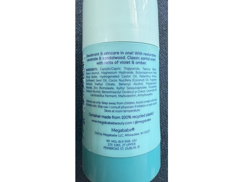 Megababe The Santal Deodorant, Ceramide & Sandalwood, 2 fl oz/75 g
