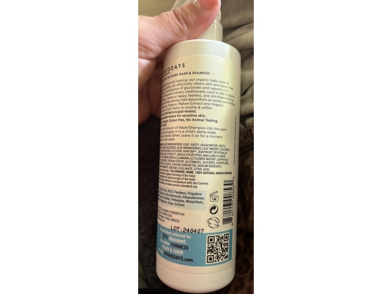 Vivaiodays No Tears Wash & Shampoo, 8 fl oz/237 mL