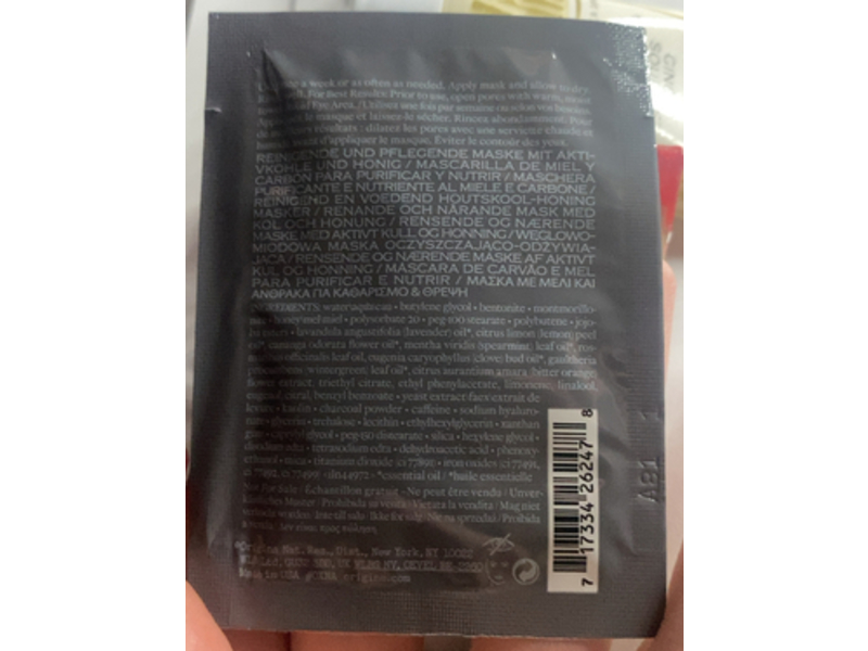 Origins Clear Improvement Purify & Nourish Mask, Charcoal Honey, 0.10 fl oz/3 mL