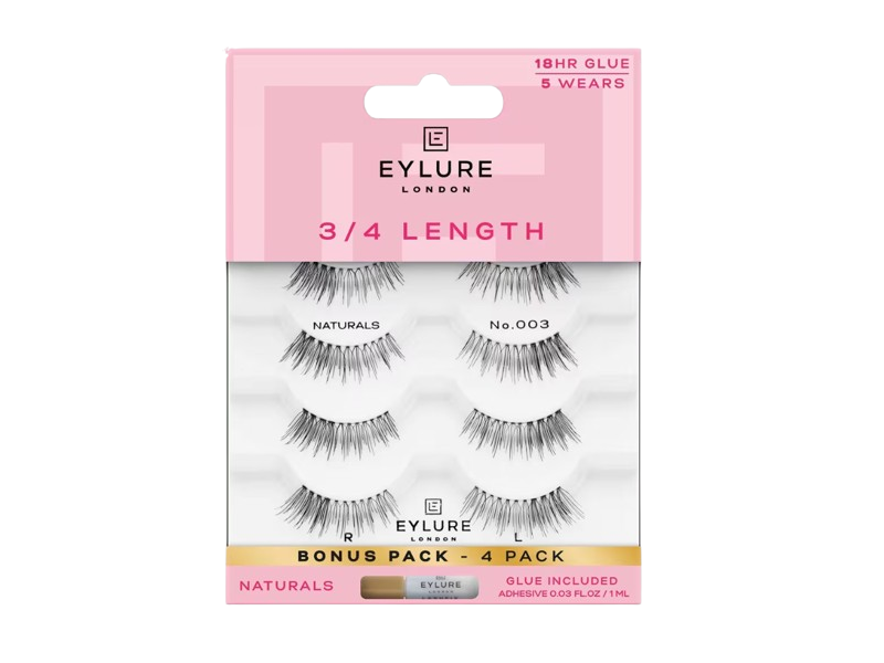 Eylure False Eyelashes & Adhesive, 3/4 Length, 0.03 fl oz/1 mL