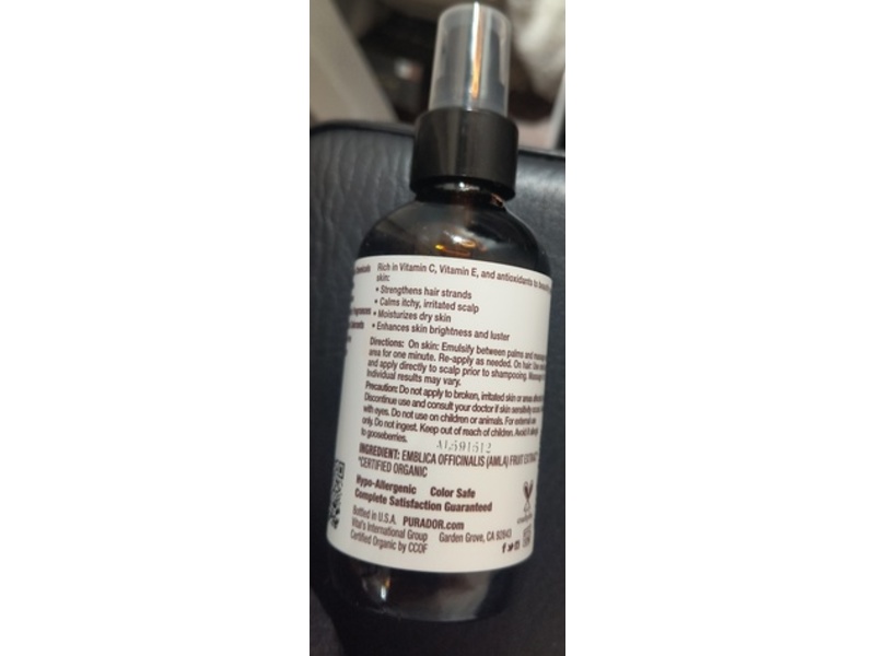 Pura D'or Organic Oil, Amla, 4 fl oz/118 mL