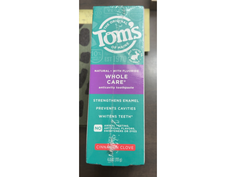 Tom's of Maine Whole Care Anticavity Toothpaste, Cinnamon Clove, 4.0 oz/113 g, Pack Of 3
