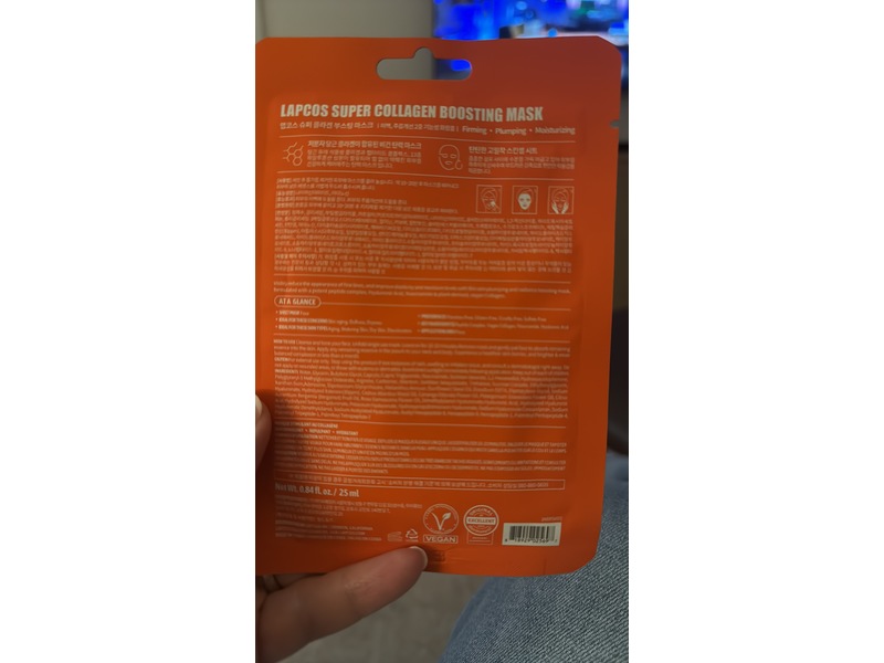 Lapcos Super Collagen Sheet Mask, 0.84 fl oz/25 mL