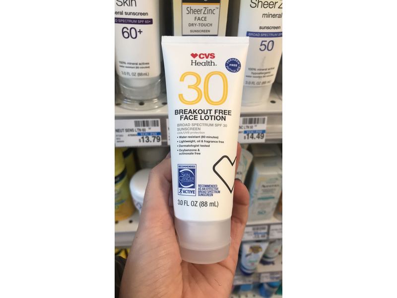 CVS Health Breakout Free Face Lotion SPF30 Sunscreen, 3.0 fl oz (88 mL)