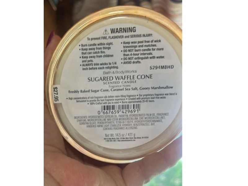 Bath & Body Works Sundae Bar Candle, Sugared Waffle Cone, 14.5 oz/411 g