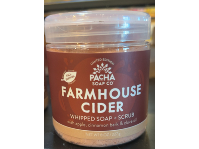 Pacha Soap Co Farmhouse Cider Whipped Soap +Scrub, Apple, Cinnamon Bark & Clove oil, 8 oz/227 g