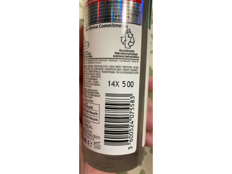 L'Oreal Paris Elvive Bond Repair Leave-In Serum, Citric Acid, 150 mL