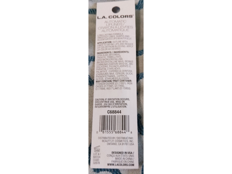 L.A. Colors Nude Glam Auto Lipliner, C68844 Melody, 0.01 oz/0.3 g