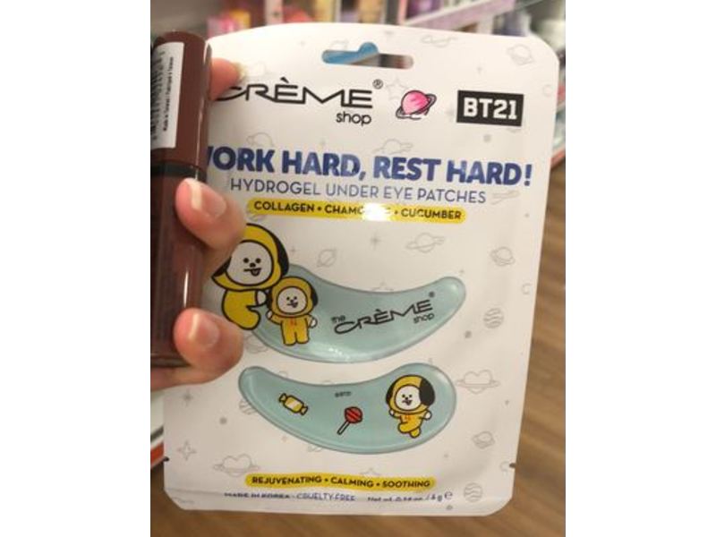 The Creme Shop Hydrogel Under Eye Patches, Work Hard, Rest Hard!, Bt21, 0.14 oz/4 g