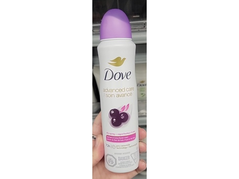 Dove Antiperspirant Dry Spray, Acai Berry & Lotus Flower, 3.8 fl oz/107 g