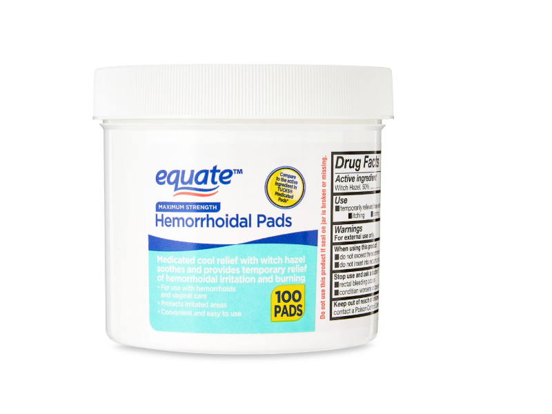 Equate Hemorrhoidal Pads, Maximum Strength, 100 Counts