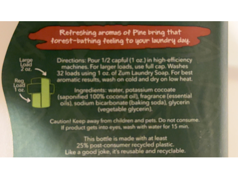 Zum Laundry Soap, Winter Pine, 32 Loads, 32 fl oz/0.94 L