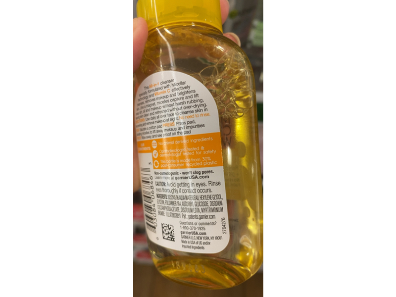 Garnier SkinActive Micellar Cleansing Water with Vitamin-C, 3.4 Fl oz/100 mL