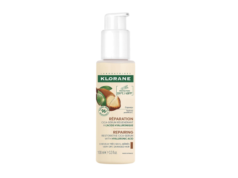 Klorane Repairing Restorative Cica-Serum, Hyaluronic Acid, 3.3 fl oz/100 mL