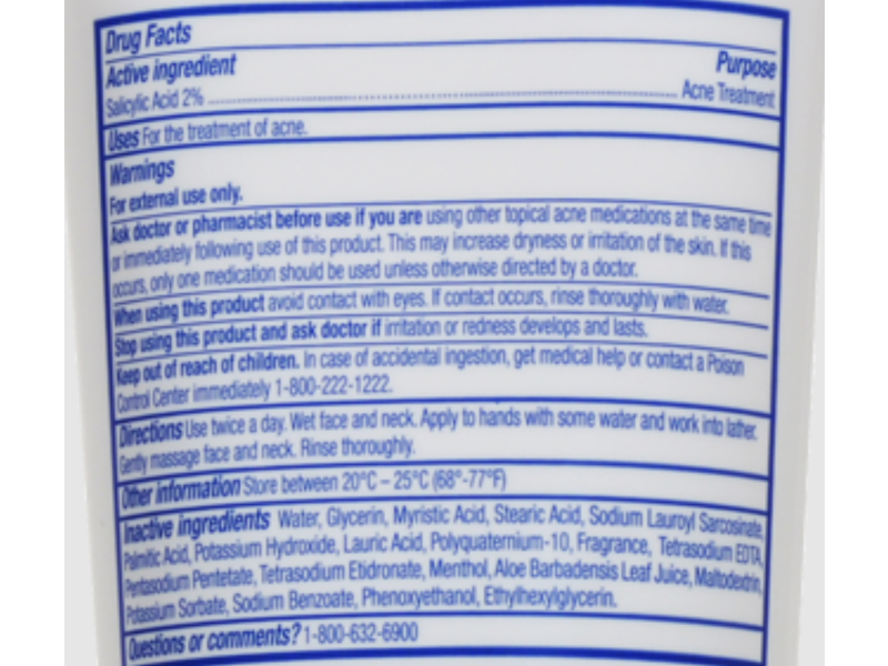 Kroger Let's Be Clear Daily Face Wash, Salicylic Acid 2%, 6.5 oz/184 g