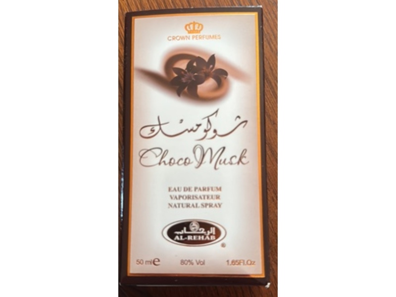 Crown Perfumes Eau De Parfum Natural Spray, Choco Musk, 1.65 fl oz/50 mL