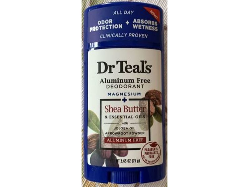 Dr Teal's Aluminum Free Deodorant, Magnesium + Shea Butter & Essential Oils, 2.65 oz/75 g