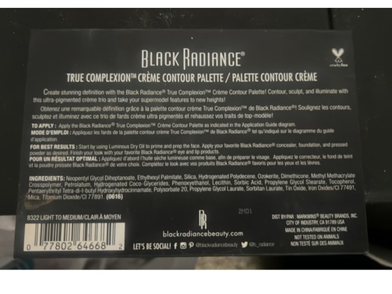 Black Radiance True Complexion Creme Contour Palette, Light to Medium, 0.26 fl oz/7.5 g