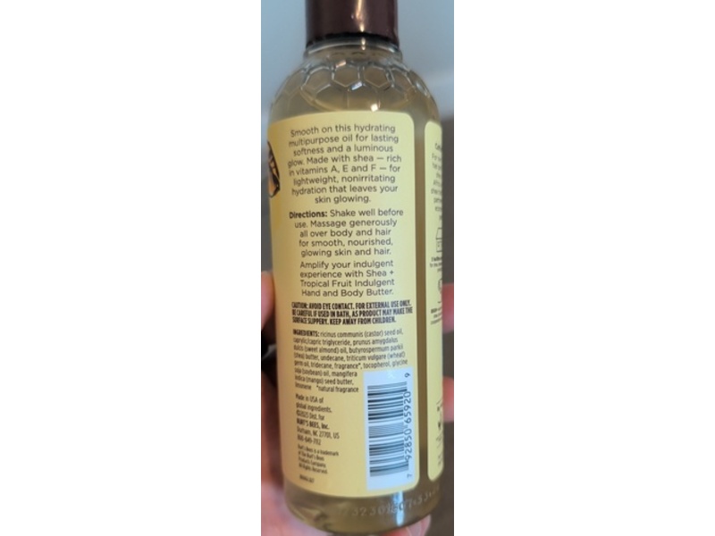 Burt's Bees Luminous Body Oil, Shea + Tropical Fruit, 8 fl oz/236.5 mL