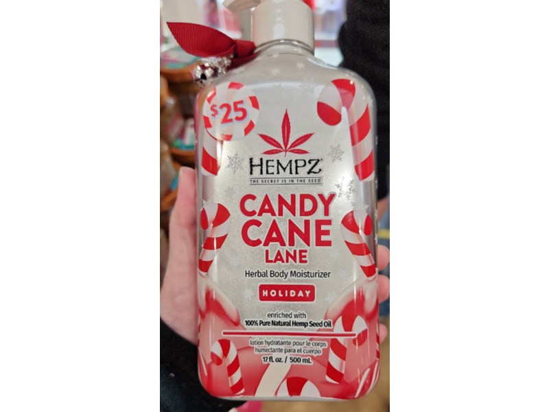 Hempz Herbal Moisturizer Body Lotion, Candy Cane Lane, 17 fl oz/500 mL