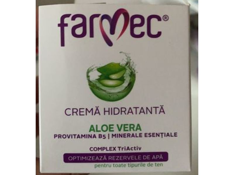 Farmec Cream Hidratanta, Aloe Vera, 1.69 fl oz/50 mL